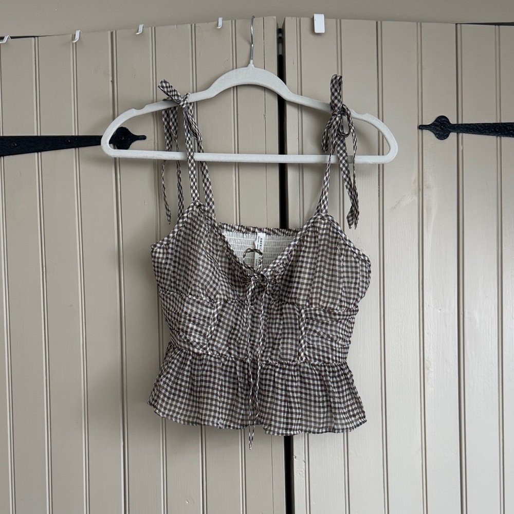 American Eagle Outfitters Checkered Tie-Strap Tank Top